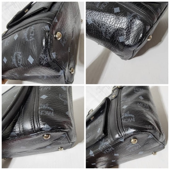 Authentic MCM Small Visetos Coated Canvas and Leather Pocket Tote Black - Picture 11 of 13
